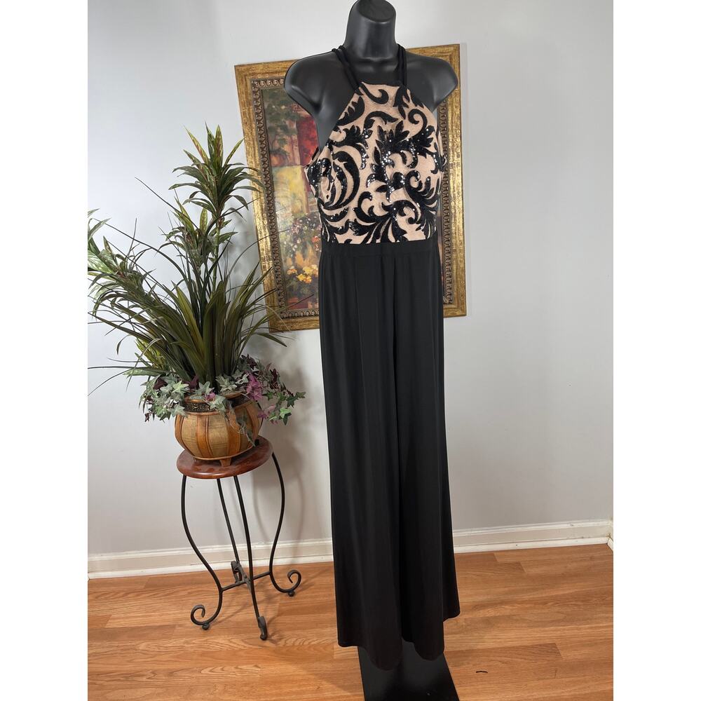 Night Way Overall Jumper Women Size 8 Multi Sequin Bodice Evening Glam Old Money